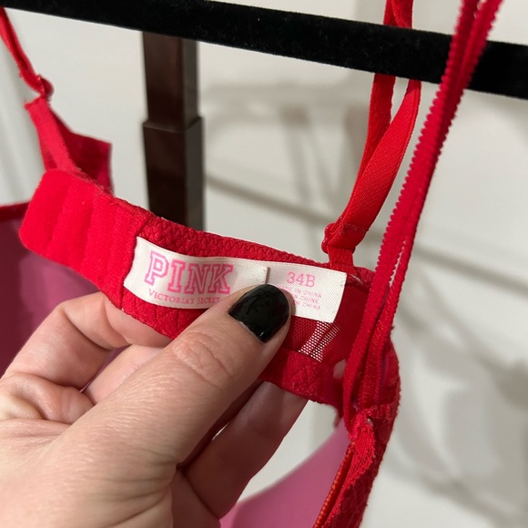 PINK(victorias secret)- red lace push up bra size 34 B - Picture 4 of 5